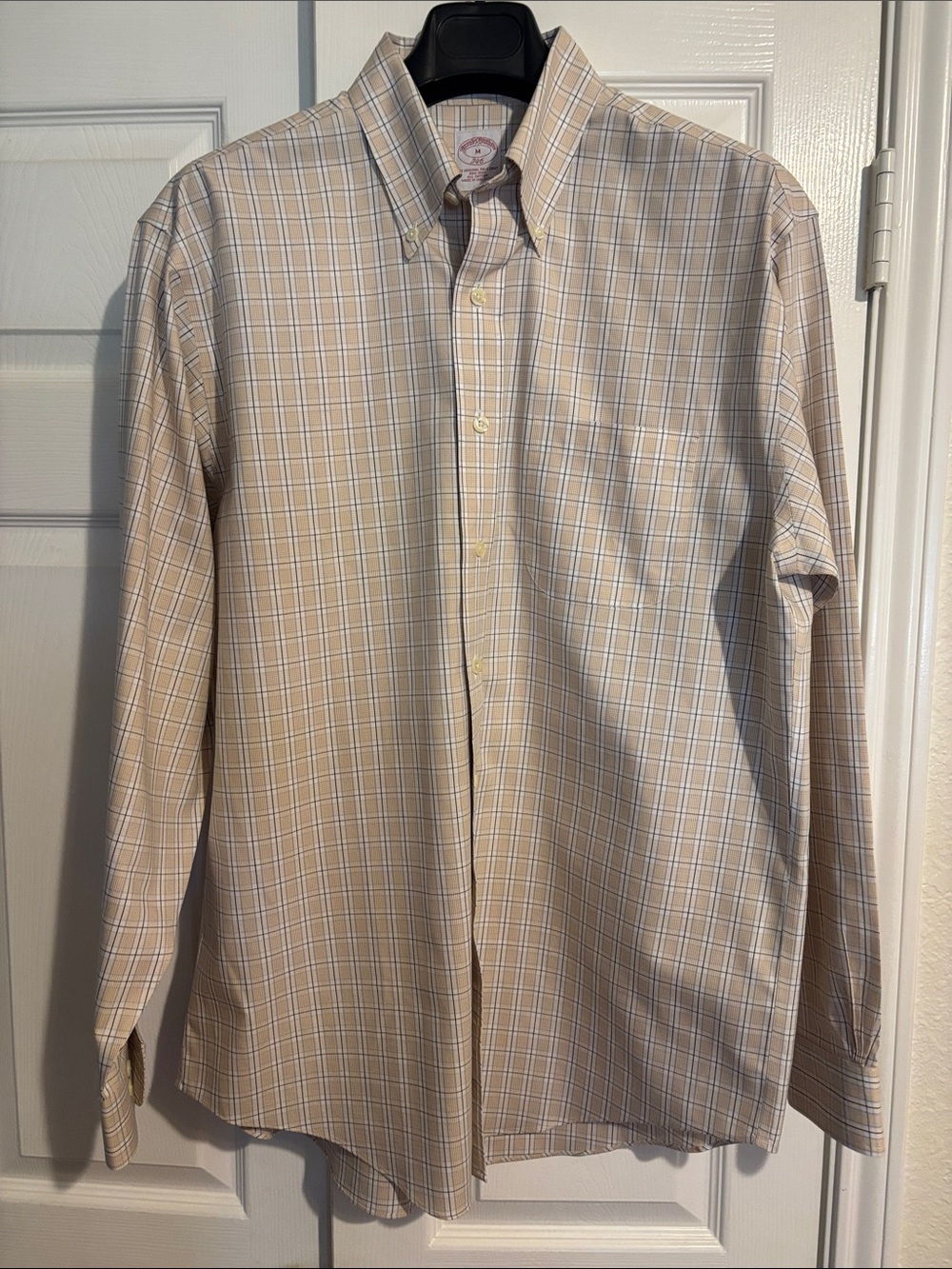 Brooks Brothers Beige Plaid Button-Down Dress Shirt